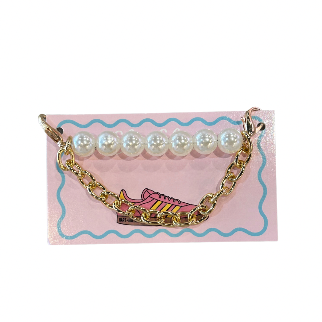 Pearl & Gold Chain Shoe Charm