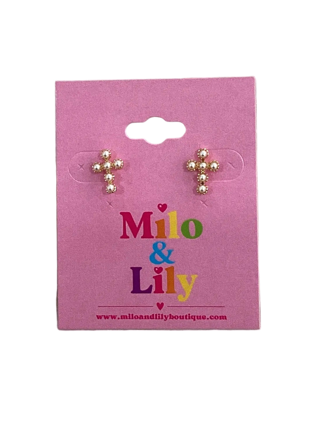 Pearl Cross Stud Earrings