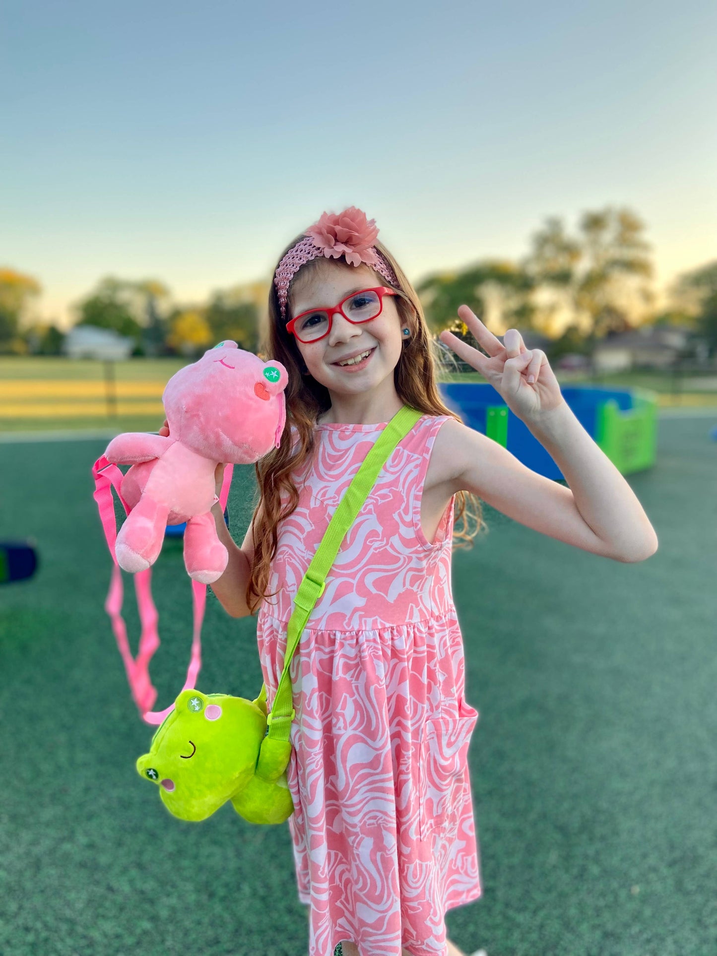 Plush Sling Crossbody Bag - Green Frog