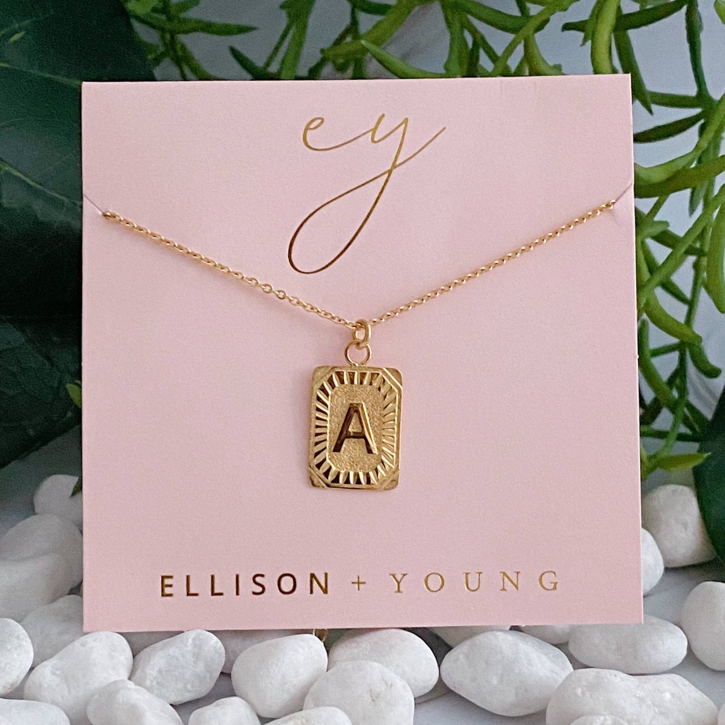 Art Deco Initial Necklace: T