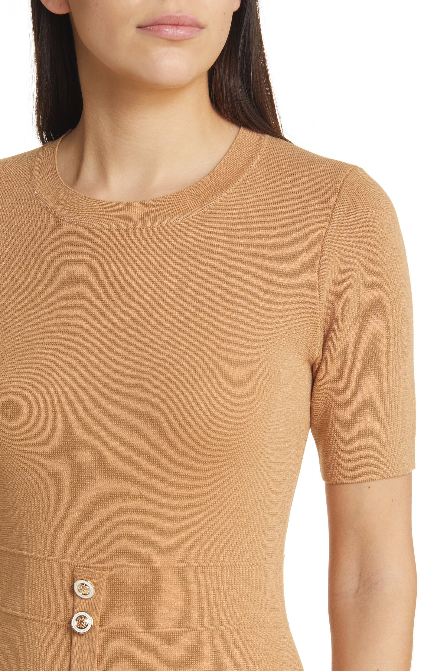 Zoe and Claire Camel Midi Sweater Dress