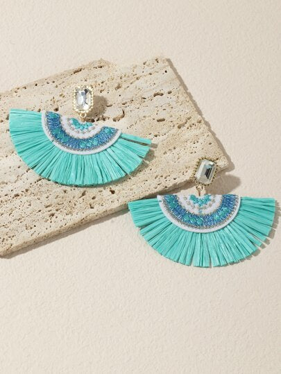 Salsa Fan Fringe Earrings – Blue