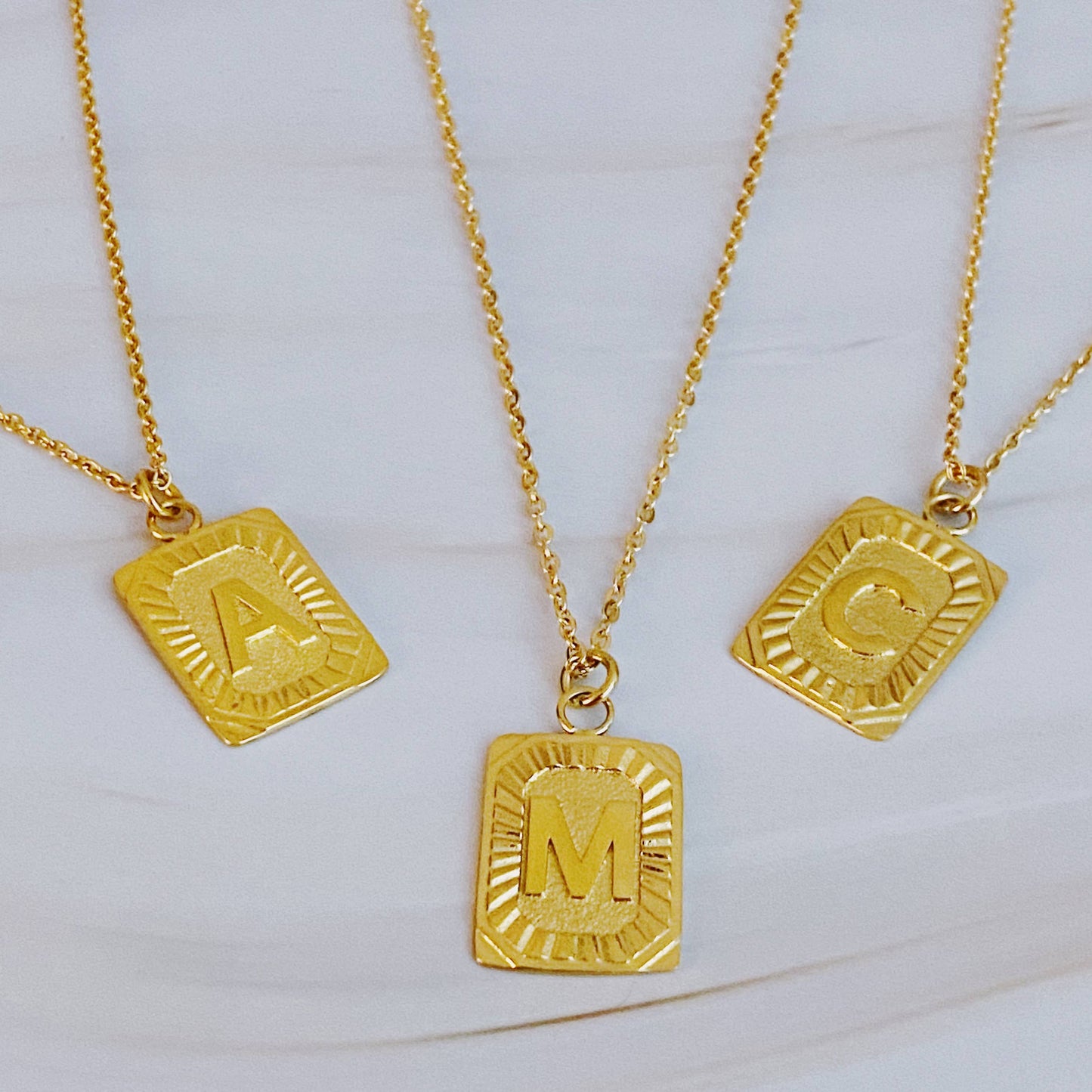 Art Deco Initial Necklace: T