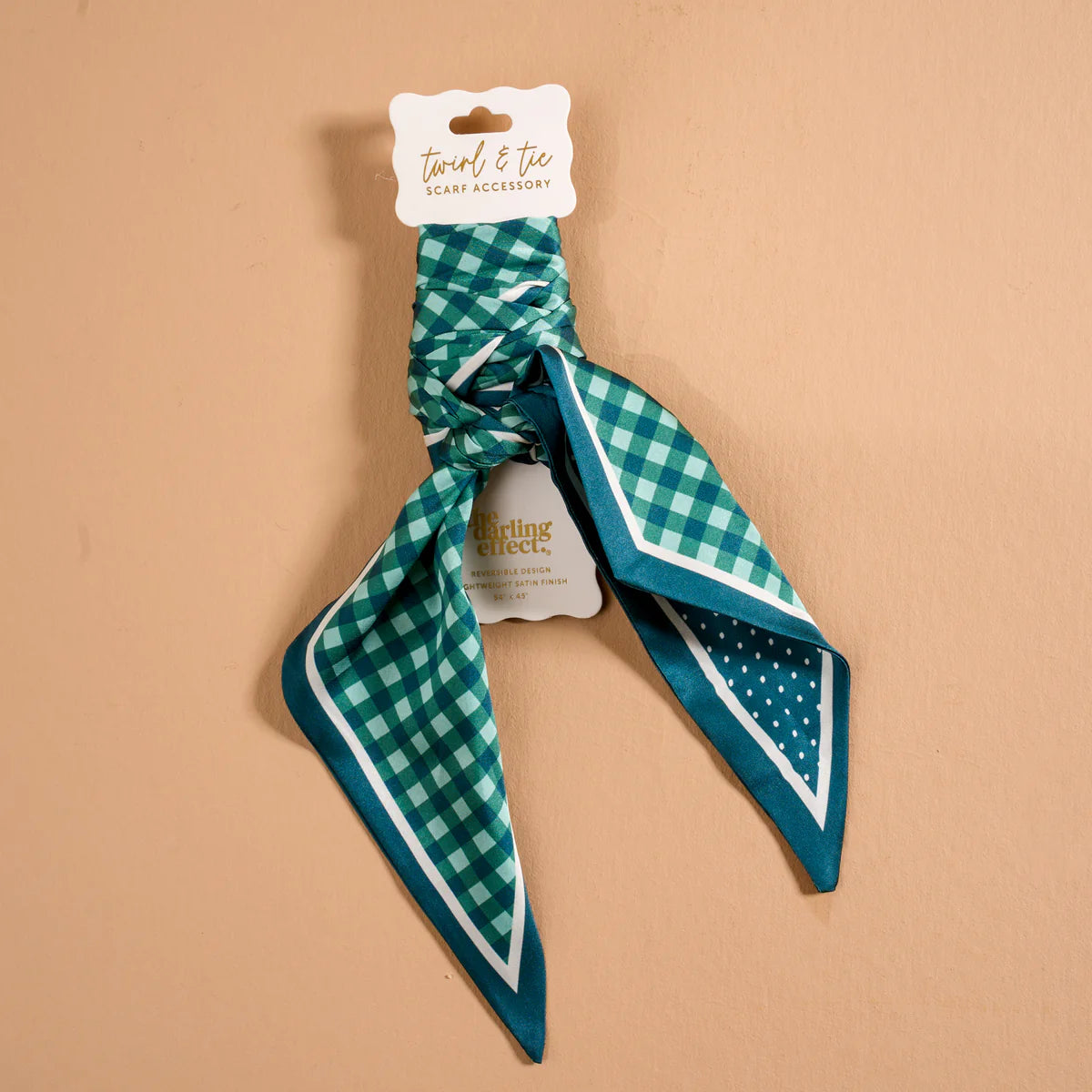 Twirl & Tie Scarf Green Gingham
