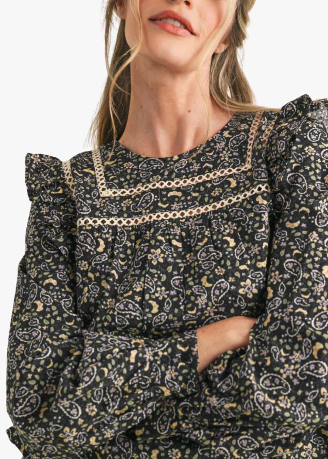 Sonya Black Floral Top - Milo & Lily Boutique