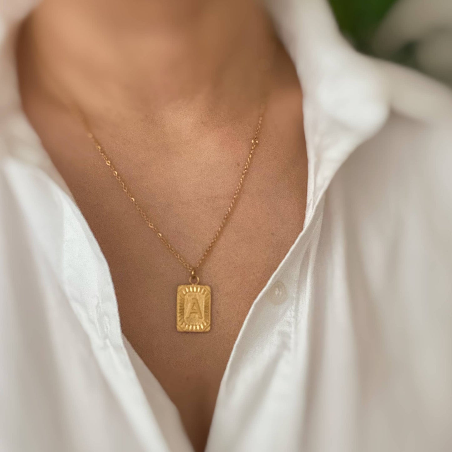 Art Deco Initial Necklace: T