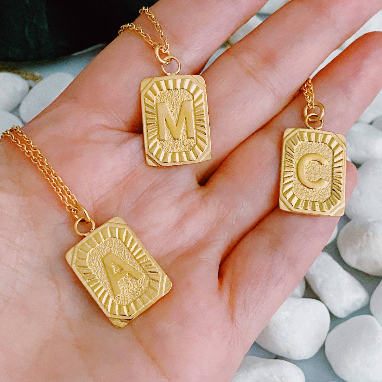 Art Deco Initial Necklace: T