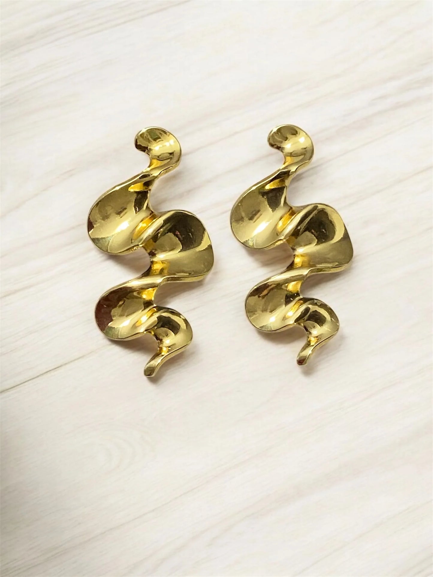 Gold Swirl Drop Earrings