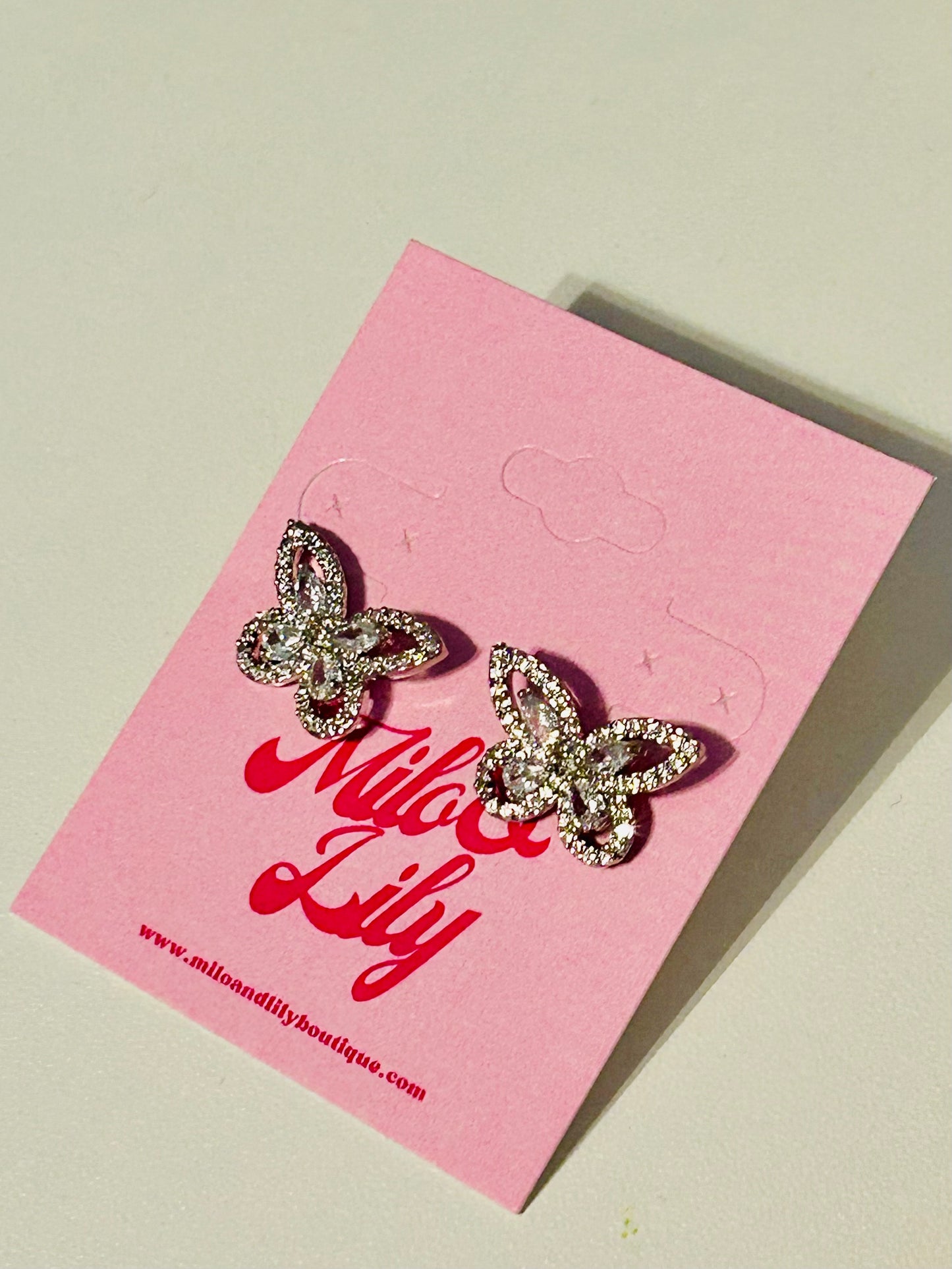 Rhinestone Butterfly Stud Earrings
