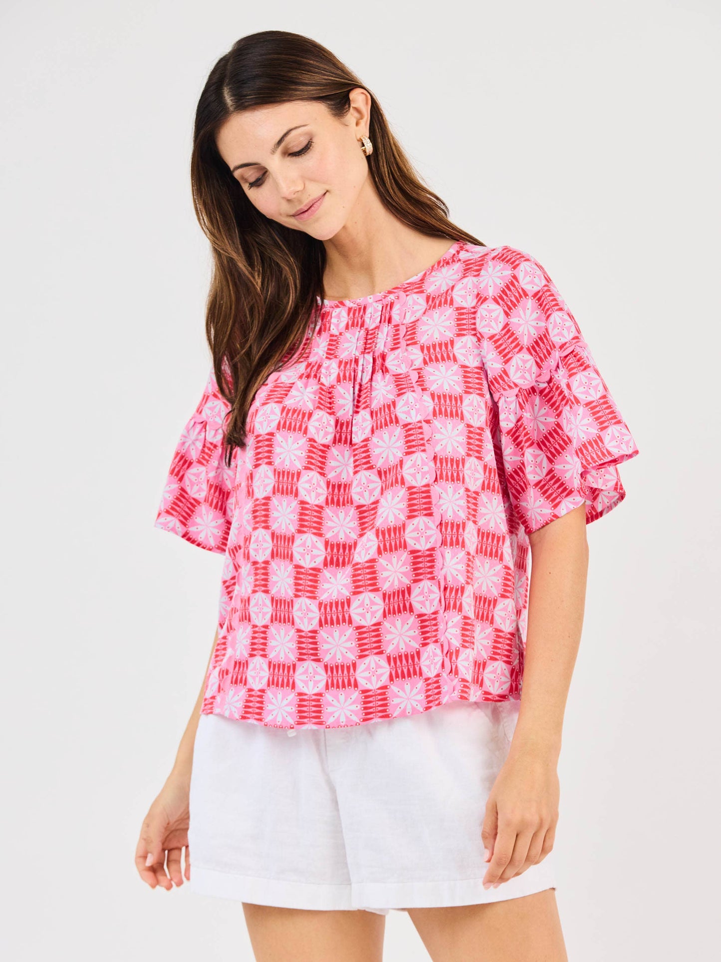 Jane Hot Pink Quilted Charm Top