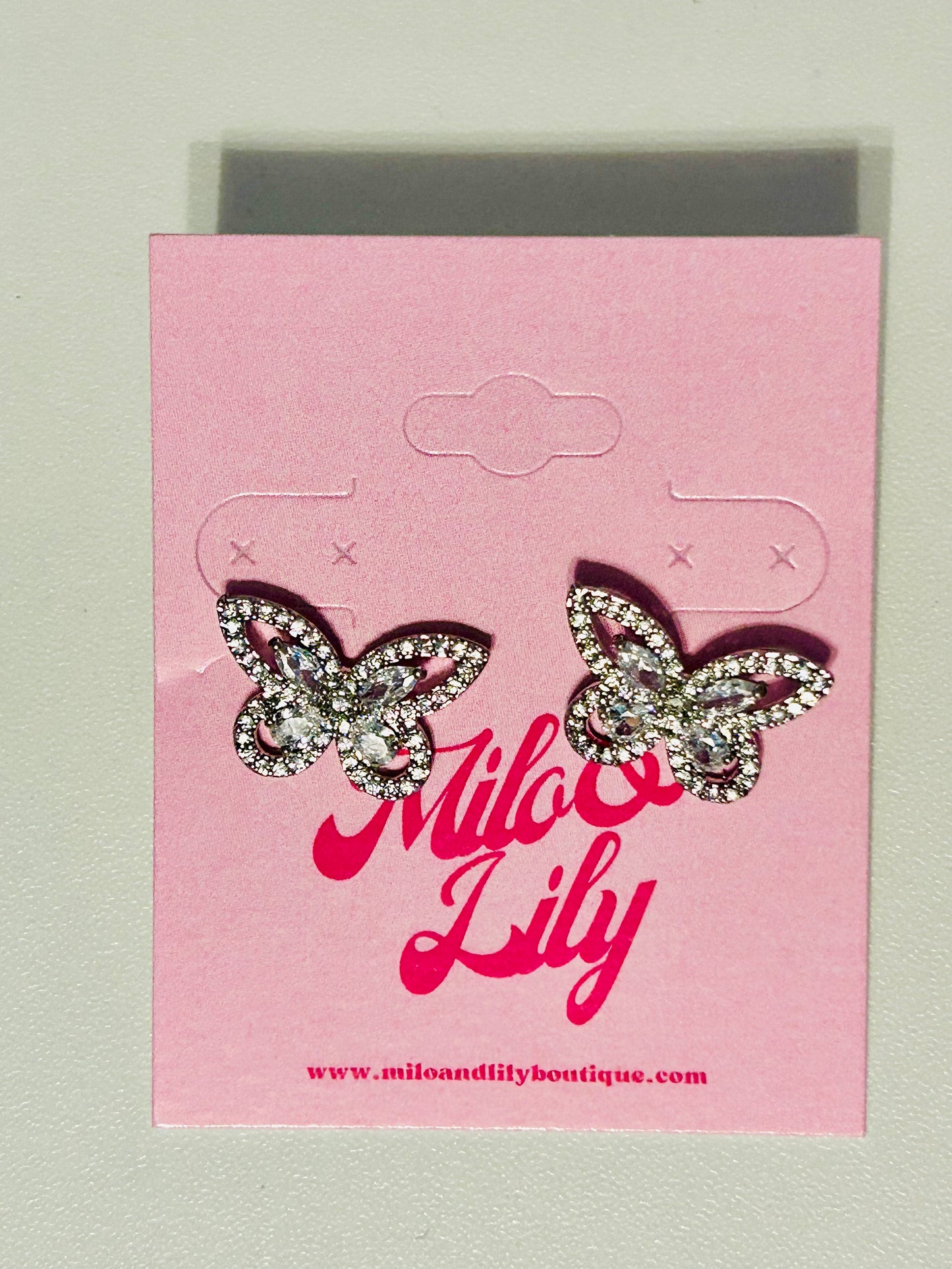 Rhinestone Butterfly Stud Earrings