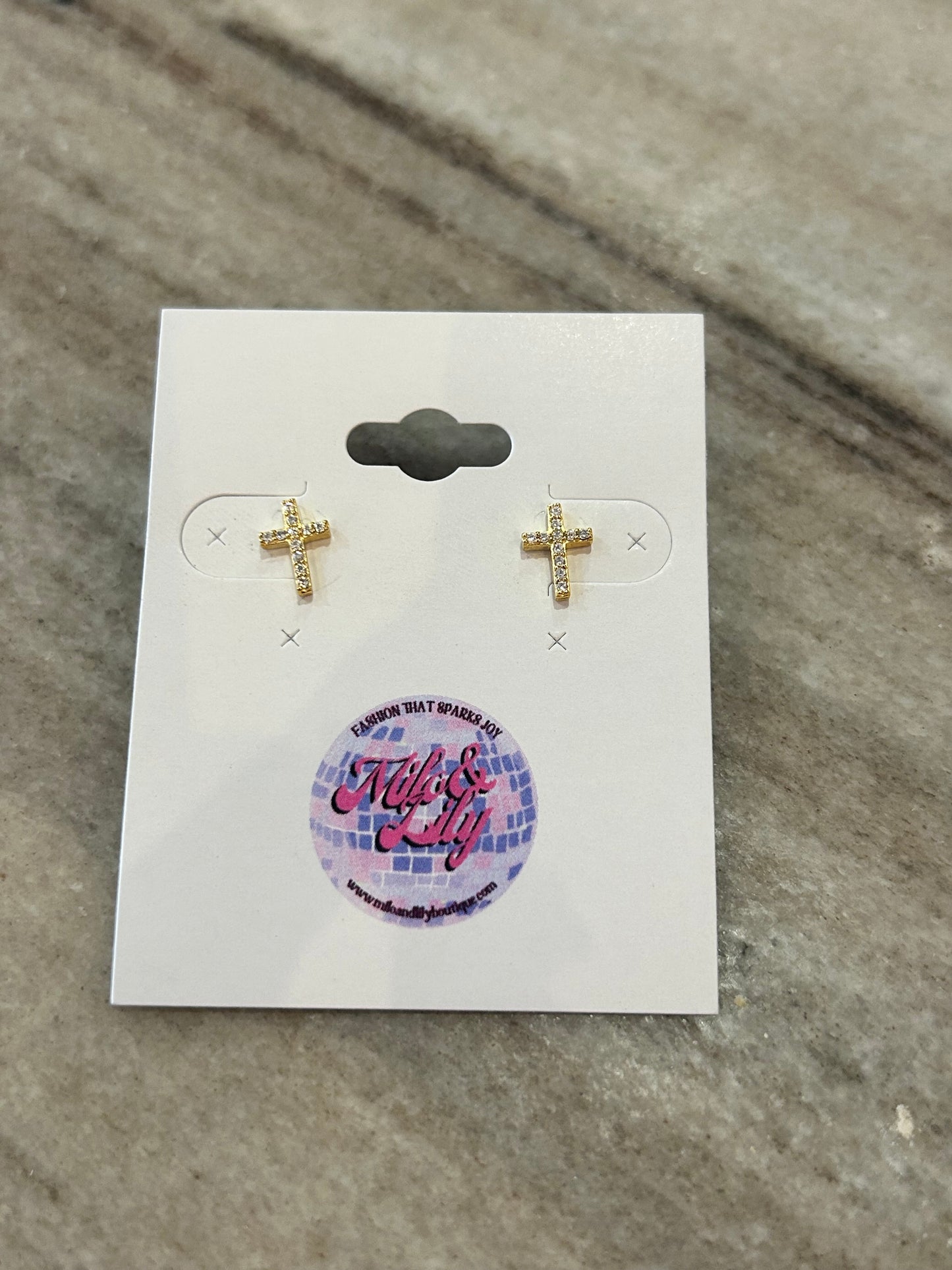 Dainty Gold Cross Earrings