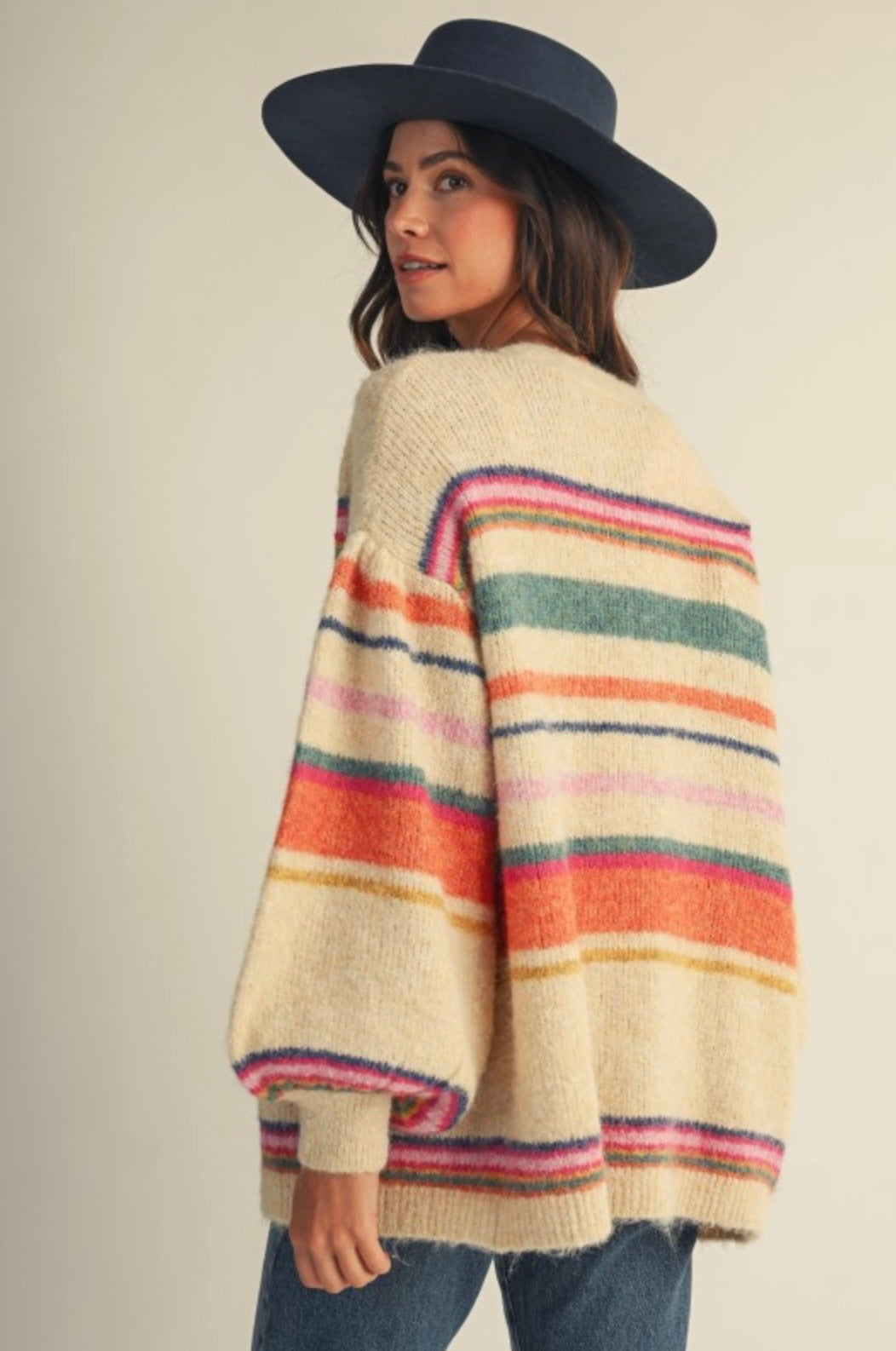 Sunset Carnival Stripe Cozy Relaxed Cardigan