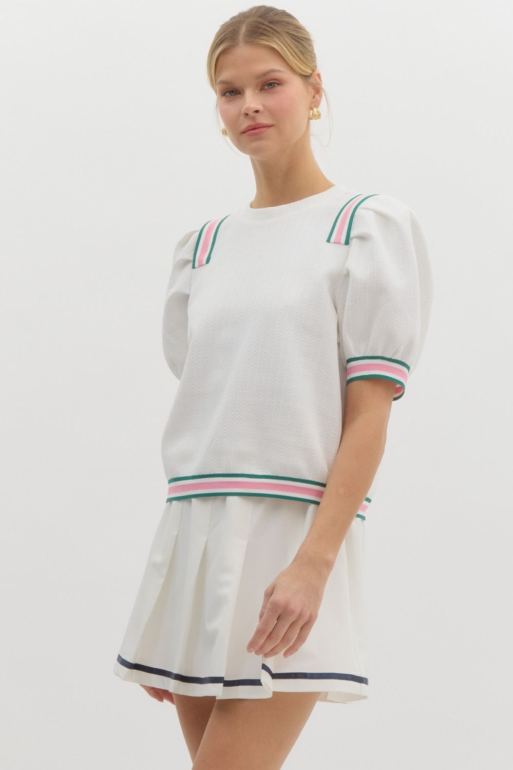 Court Side Charm Puff Sleeve Top