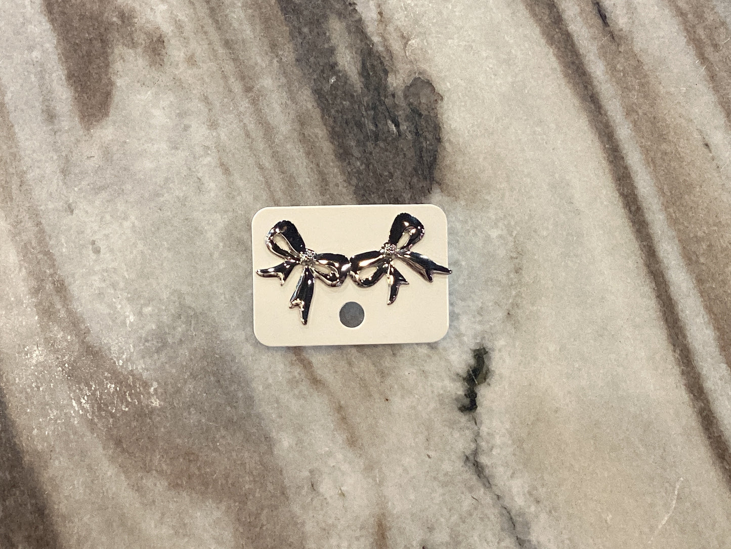 Silver Bow Earring Studs