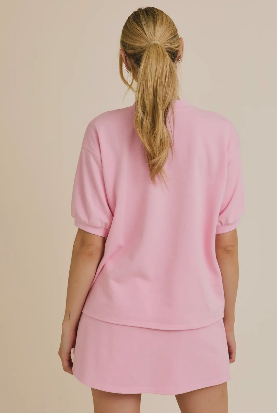 Pink Apres Golf Club Embossed Short Sleeve Shirt