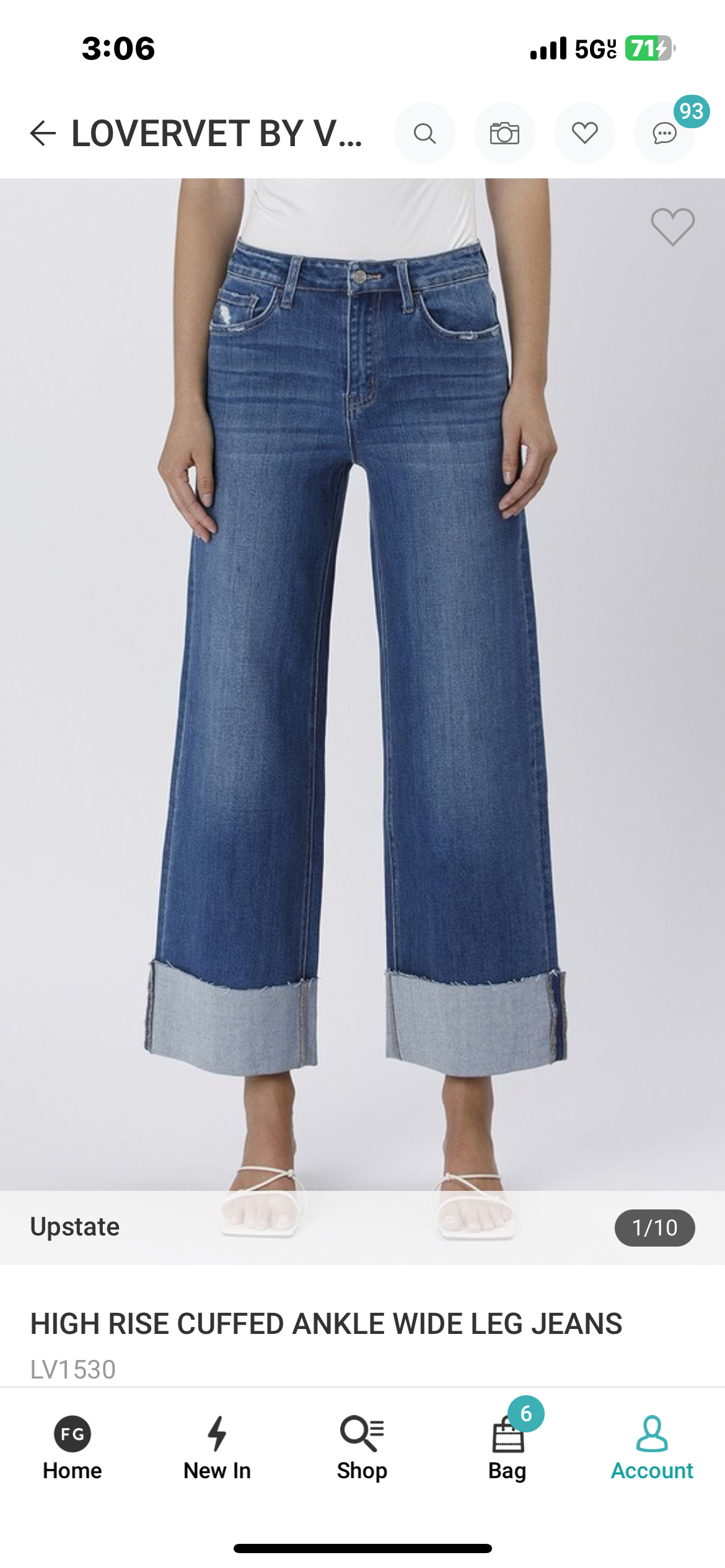 Upstate High Rise Wide Leg Cuffed Denim
