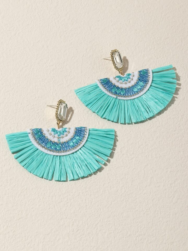 Salsa Fan Fringe Earrings – Blue