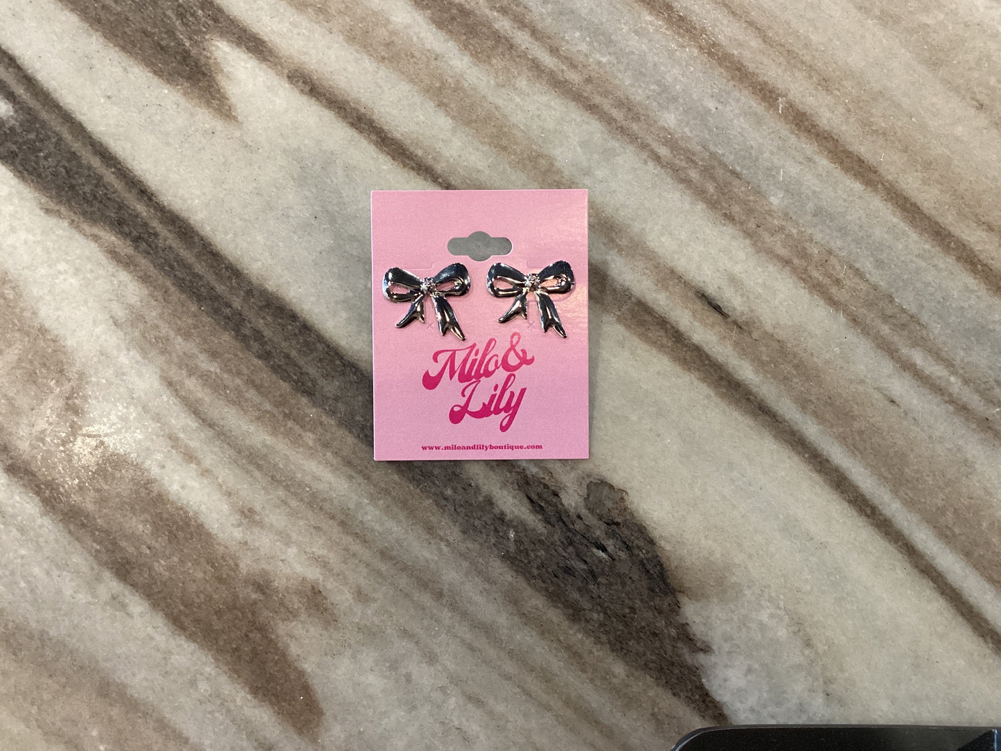 Silver Bow Earring Studs