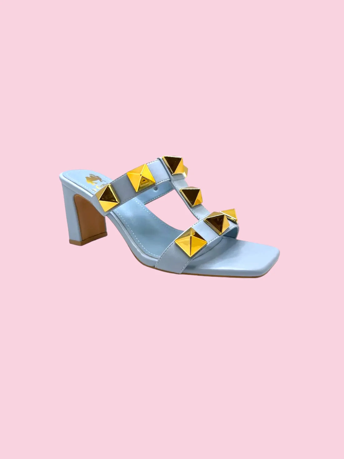 Chloe Light Blue Studded Block Heel Sandal - Milo & Lily Boutique