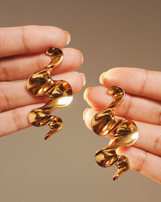 Gold Swirl Drop Earrings