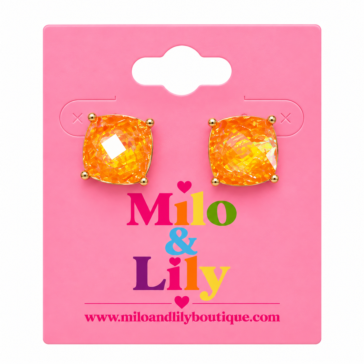 Orange Shimmer Stud Earrings
