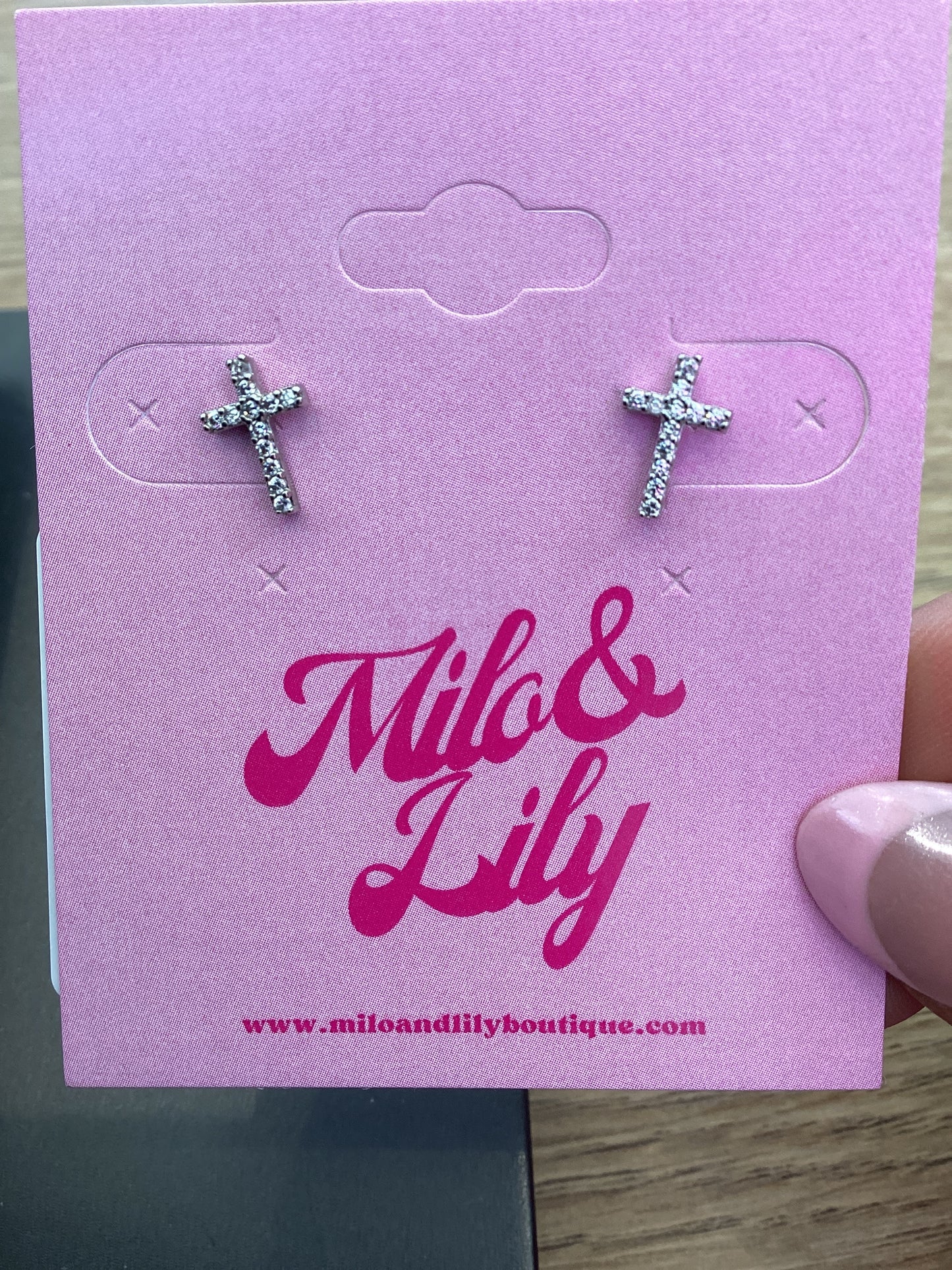 Dainty Silver Cross Earrings