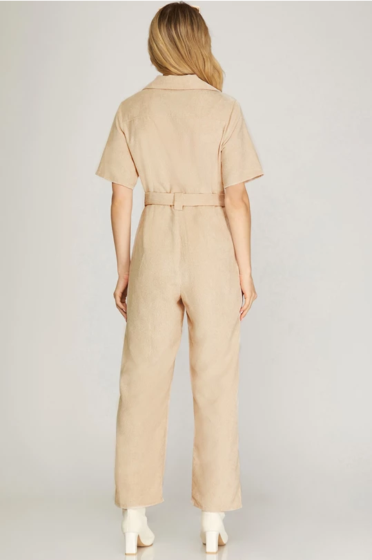 Ecru Corduroy Jumpsuit - Milo & Lily Boutique