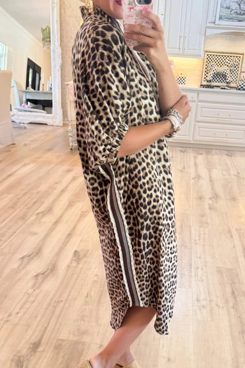Leopard Caftan Midi Dress