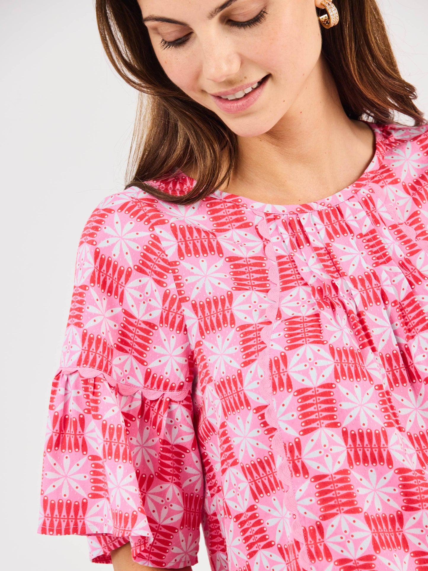Jane Hot Pink Quilted Charm Top
