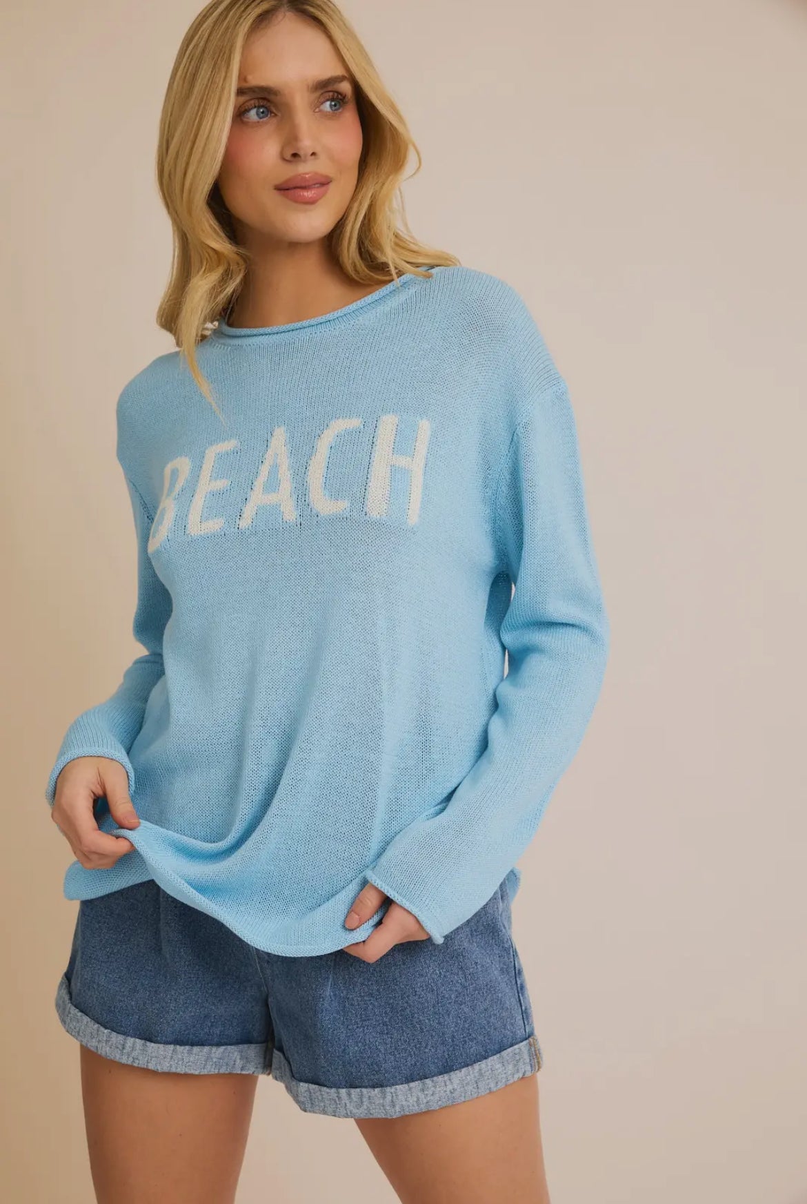 Baby Blue “Beach” lightweight sweater