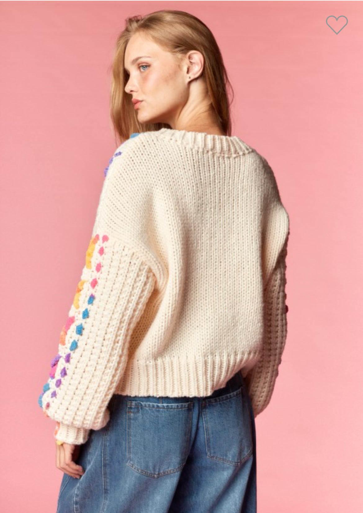 Rainbow Cross Stitch Oversized Sweater