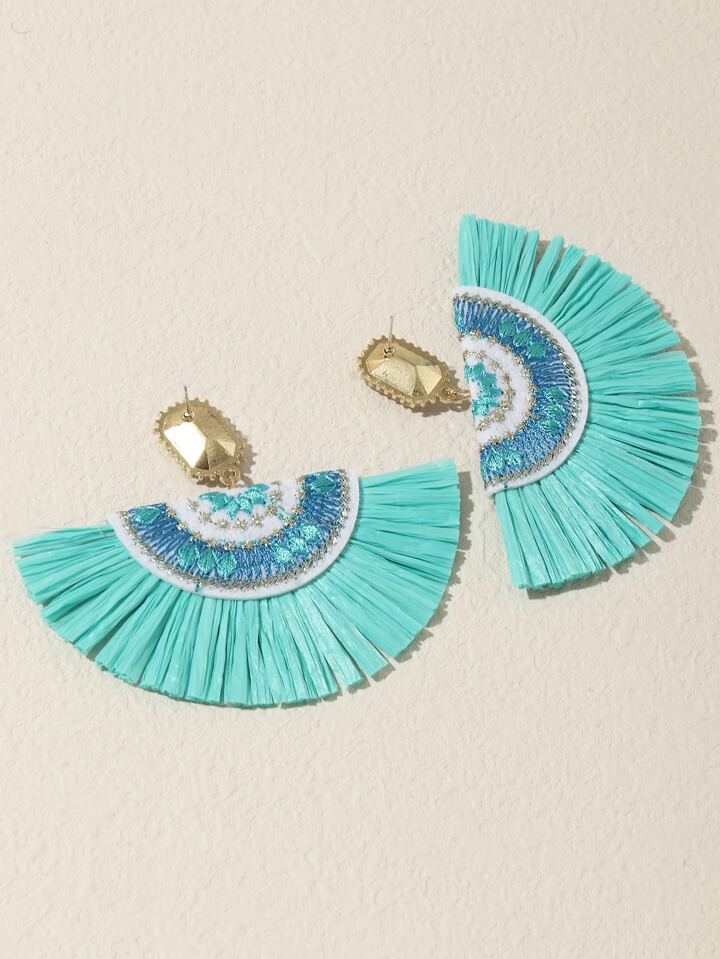 Salsa Fan Fringe Earrings – Blue