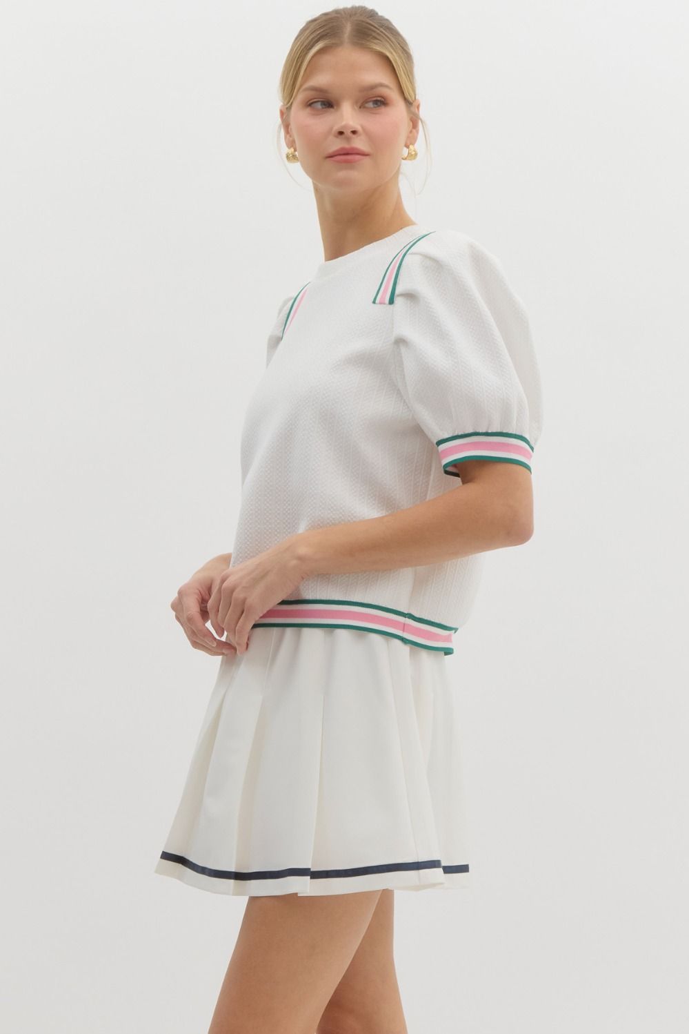 Court Side Charm Puff Sleeve Top