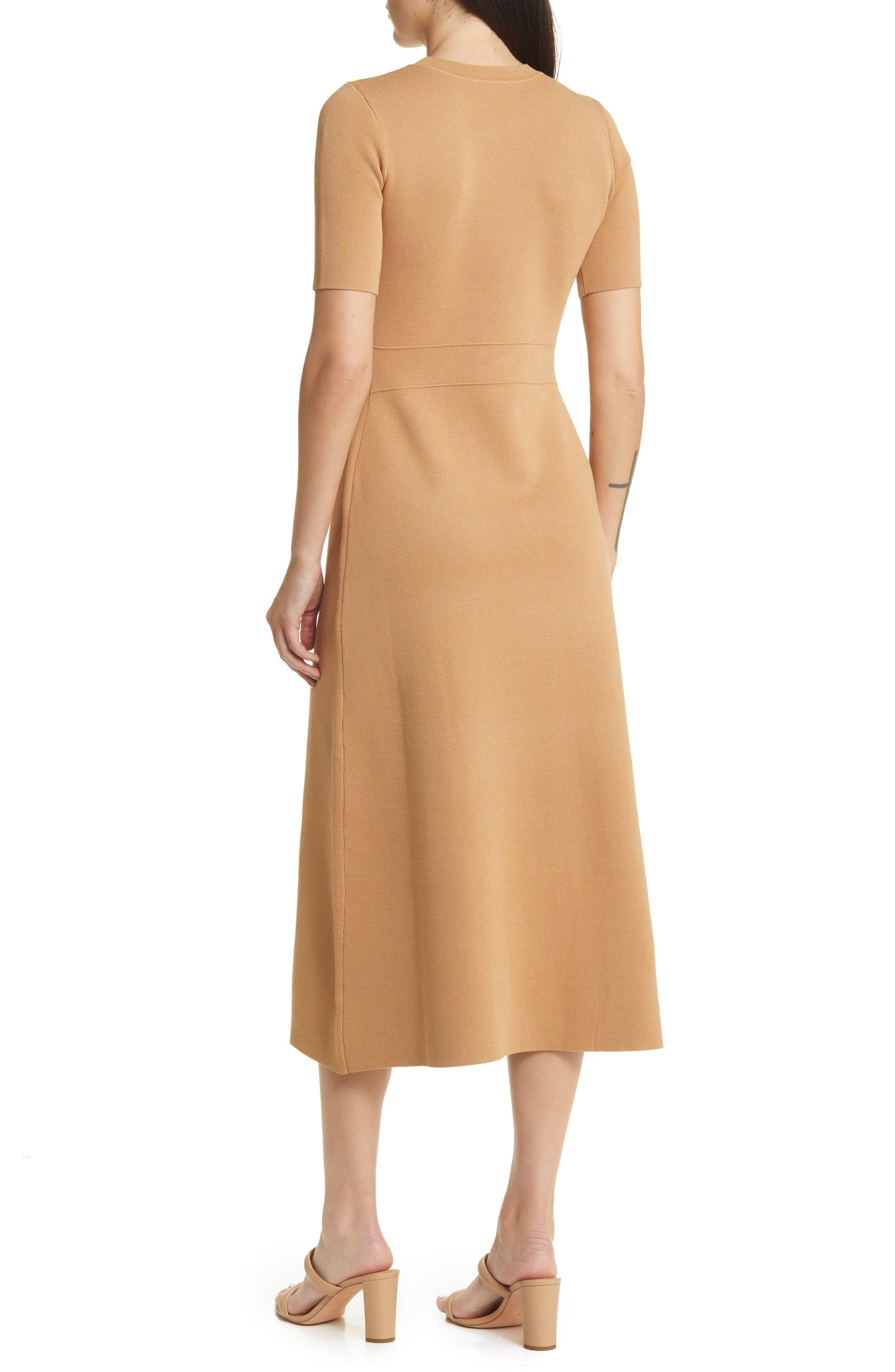 Zoe and Claire Camel Midi Sweater Dress