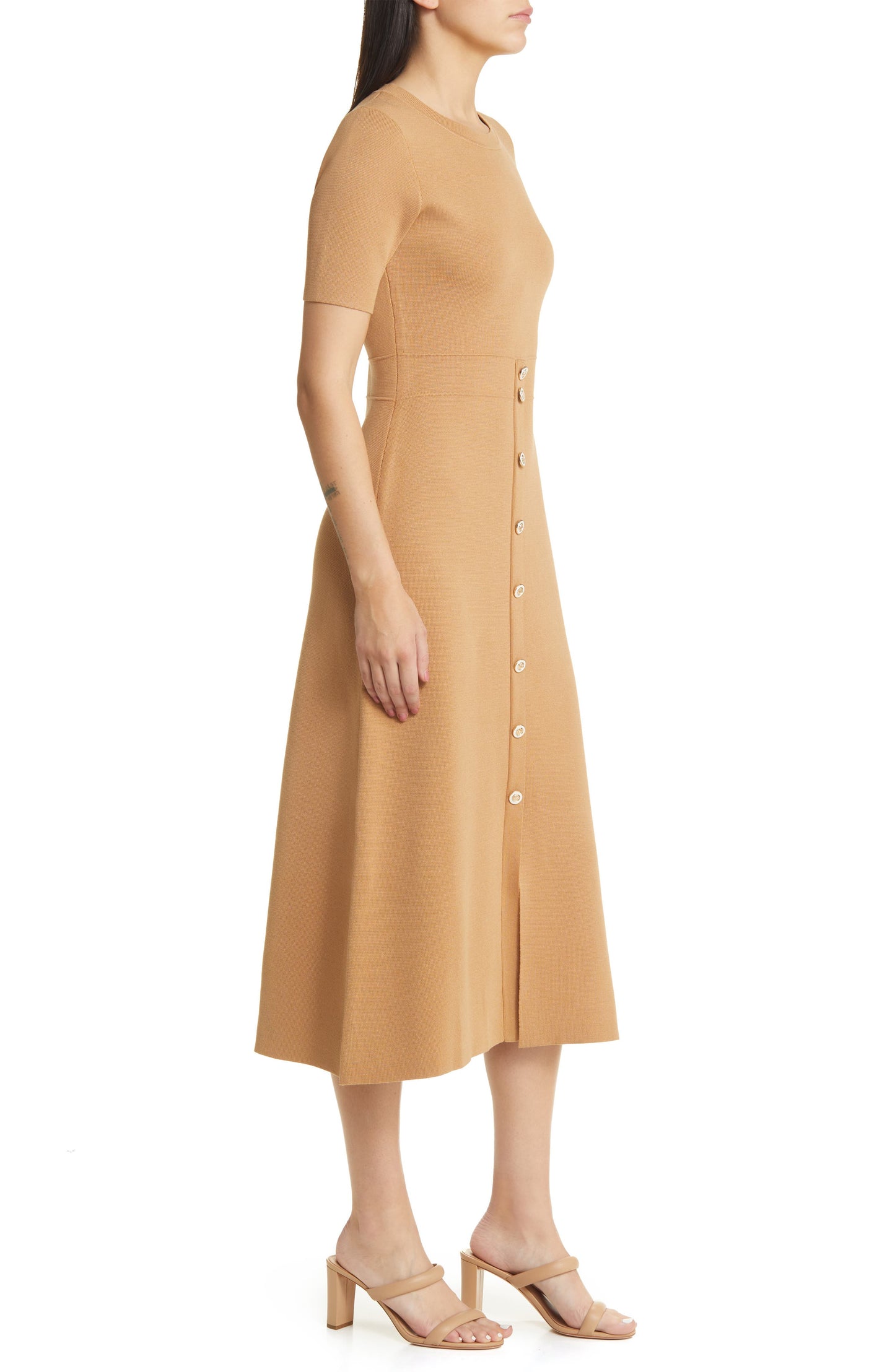 Zoe and Claire Camel Midi Sweater Dress