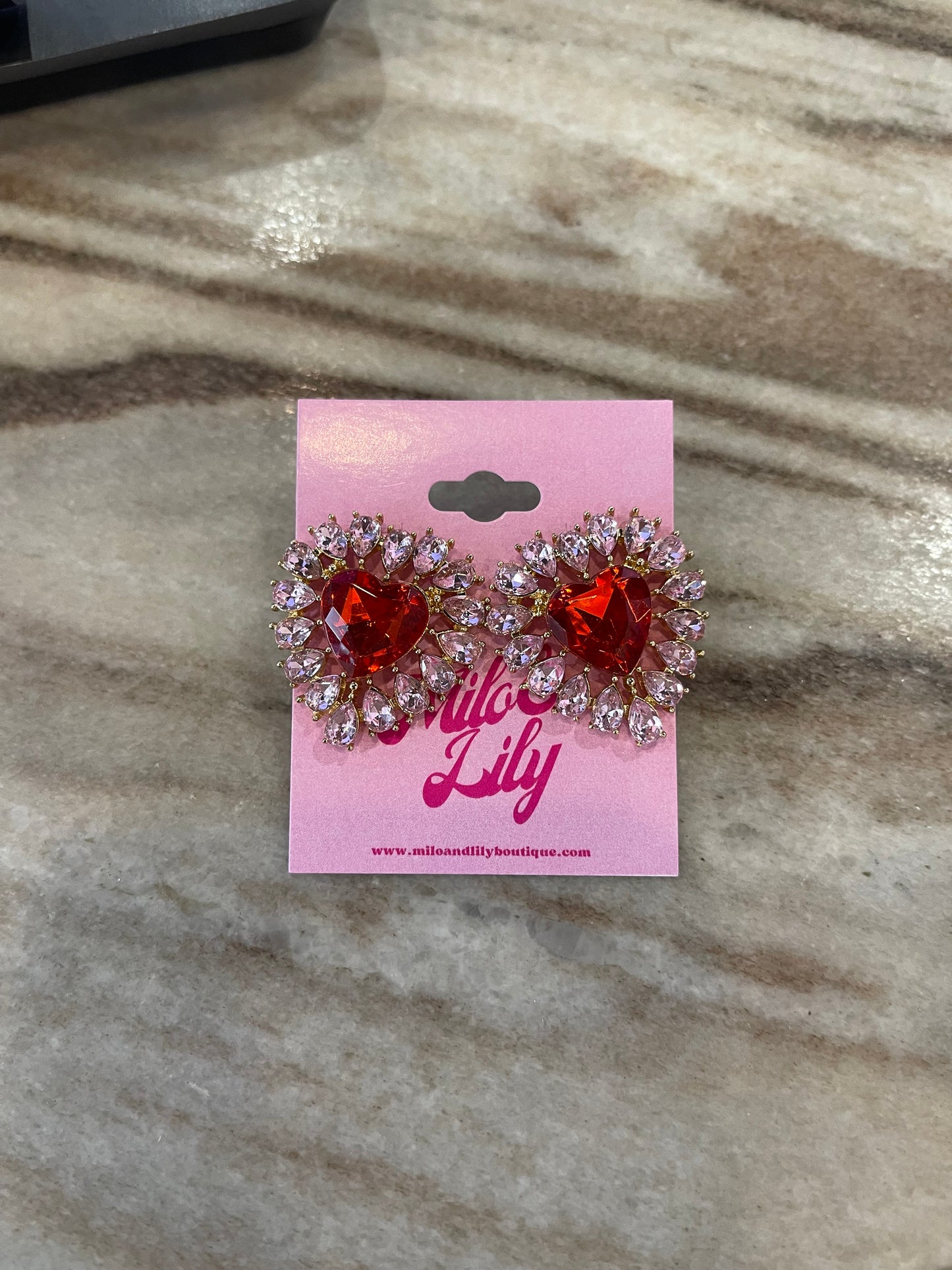 Heart Gem Burst Stud Earrings