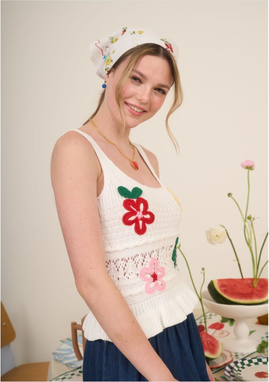 Floral Daydream Embroidered Knit Top