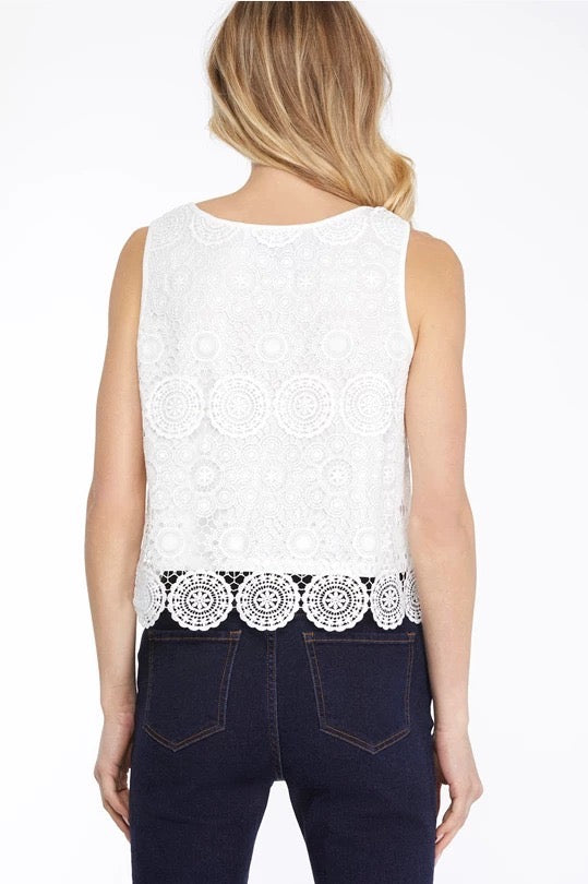 The Magnolia Lace Tank - White