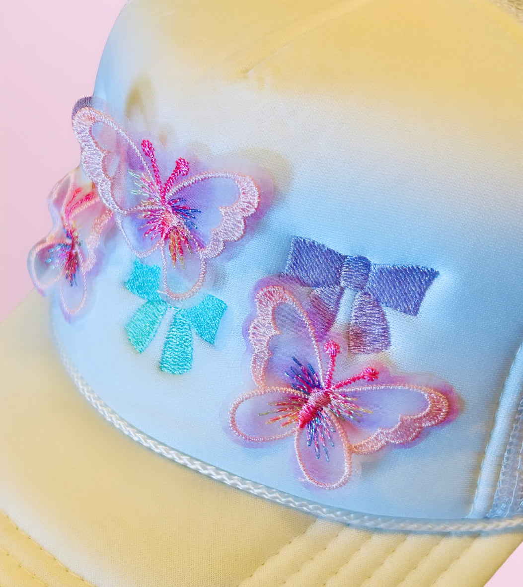 Butterfly & Bows Embroidered Trucker Hat