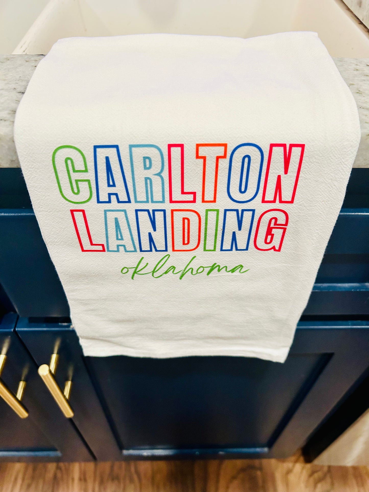 Carlton Landing, Oklahoma Custom Tea Towel