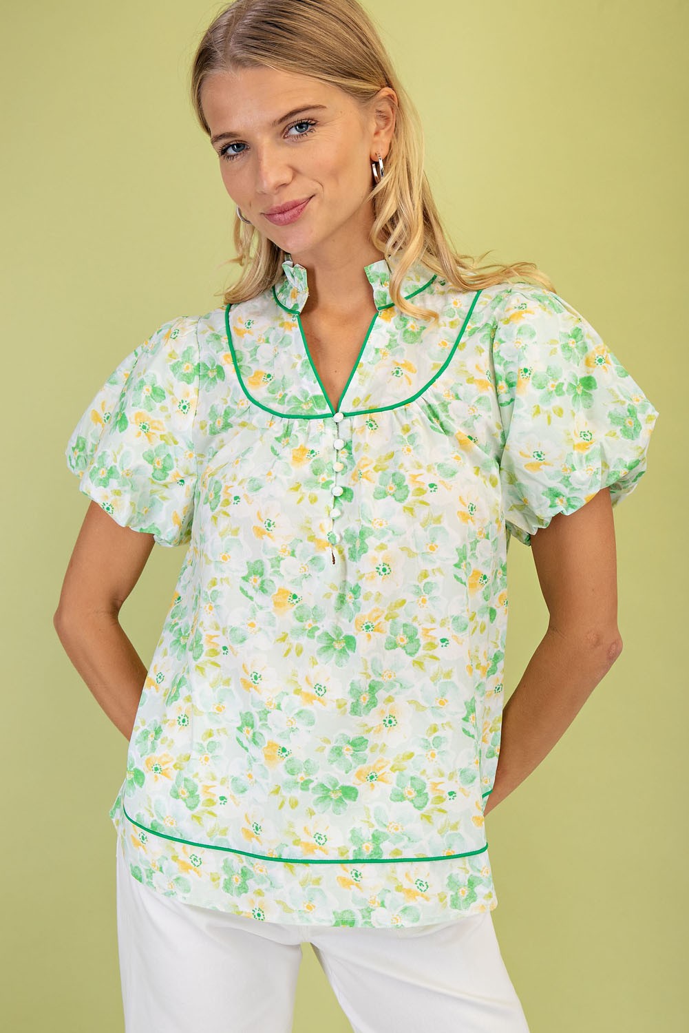 The Mallie Floral Piping Blouse