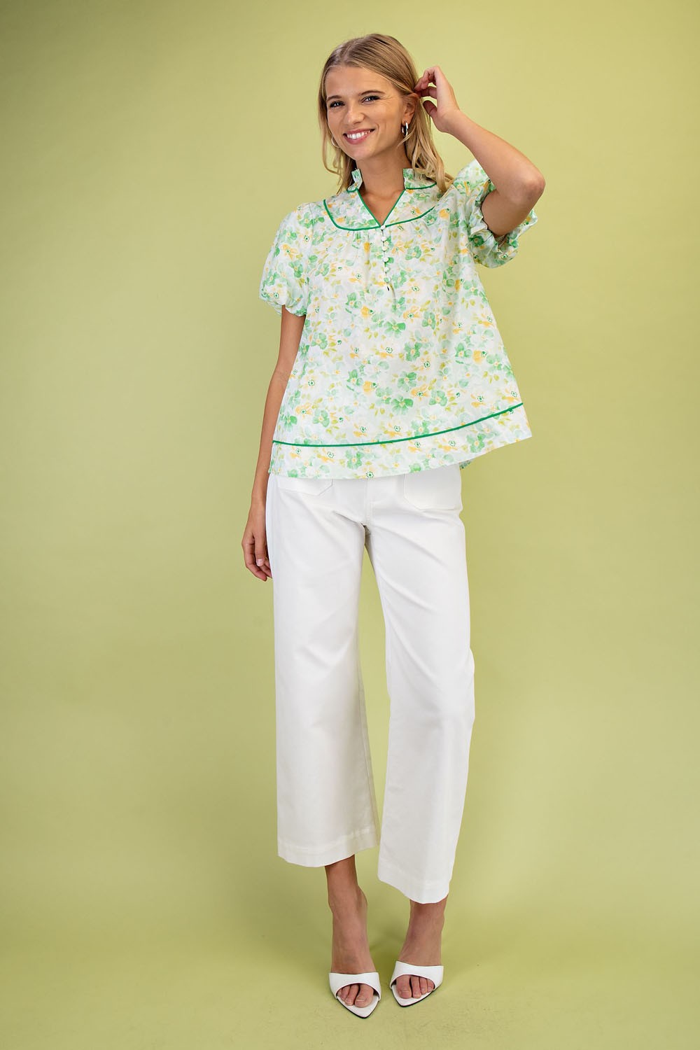 The Mallie Floral Piping Blouse