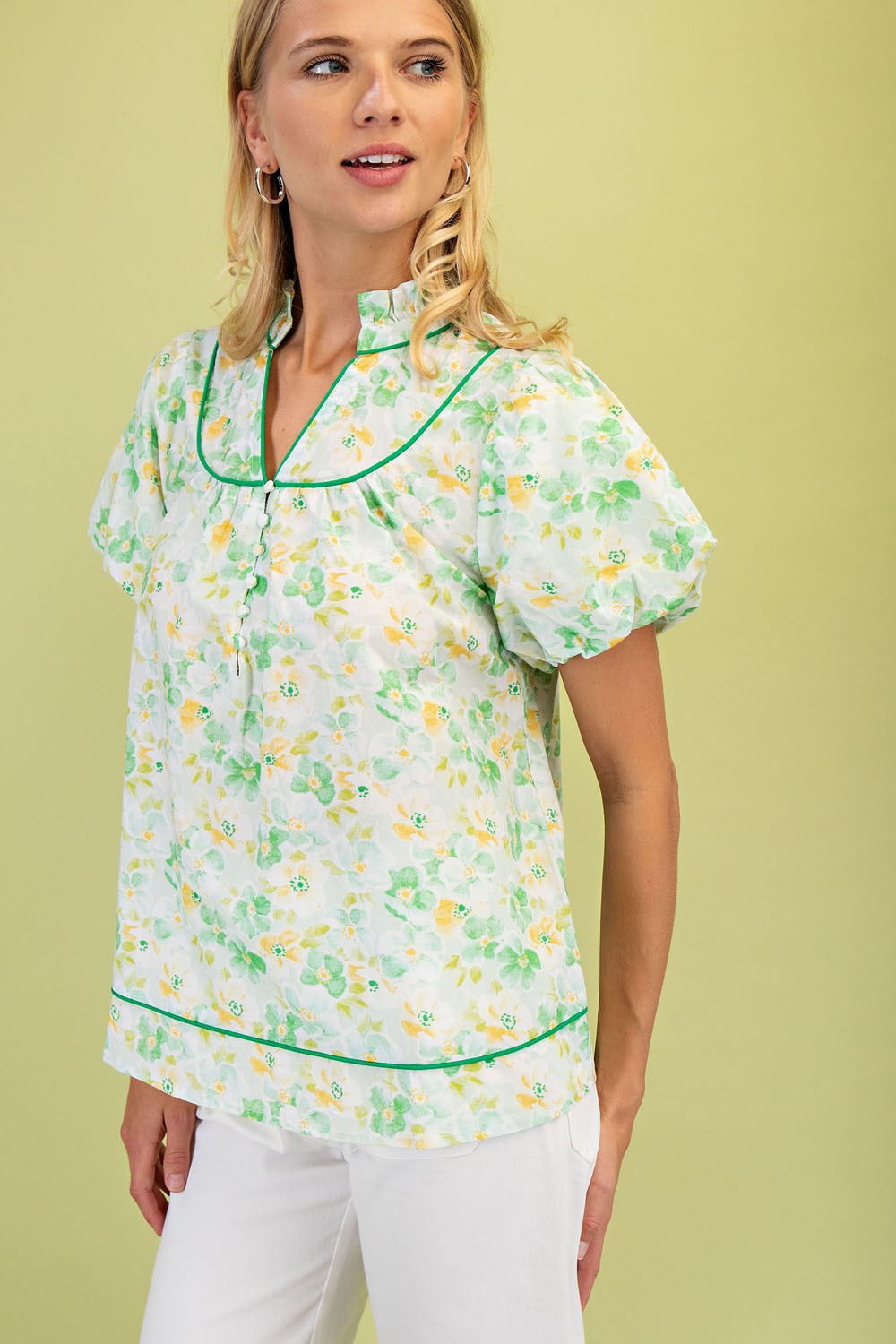 The Mallie Floral Piping Blouse