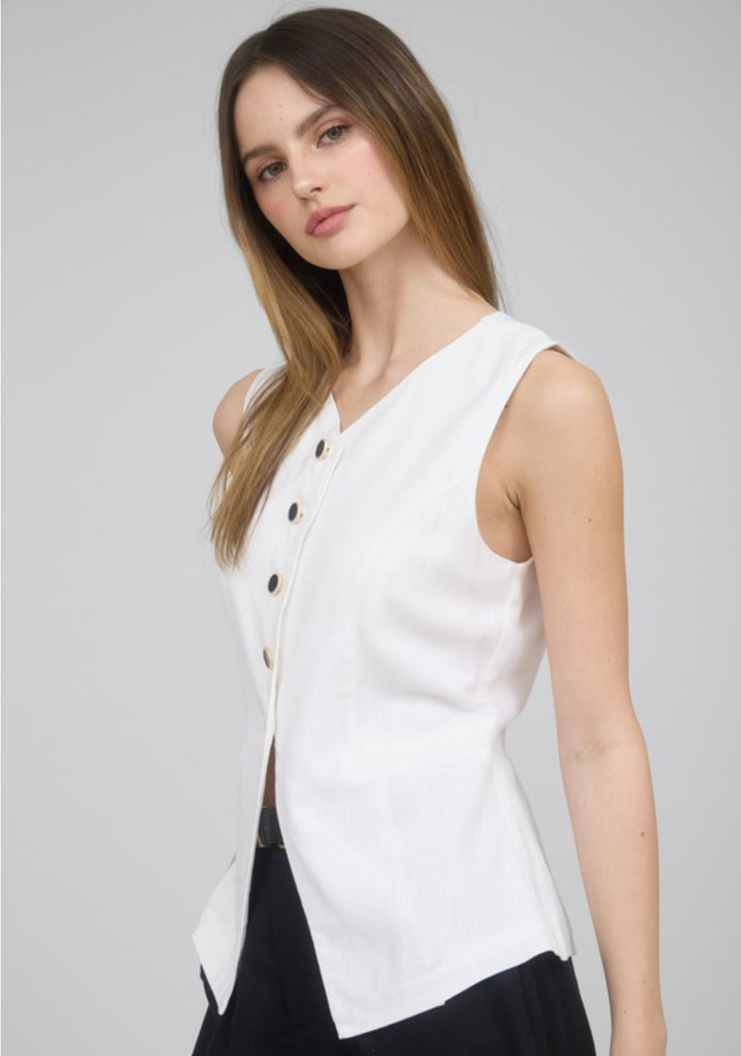 Harper White Linen Vest