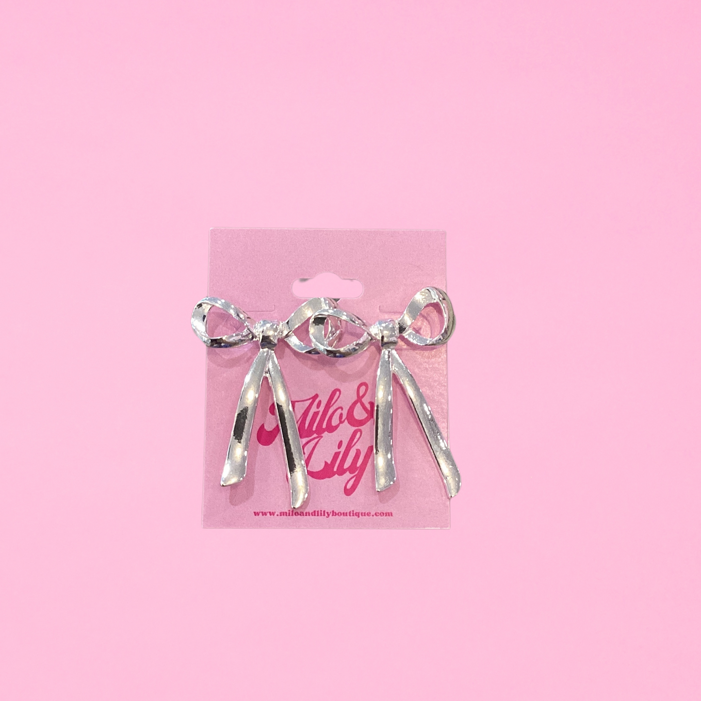 Oversized Silver Bow Earrings