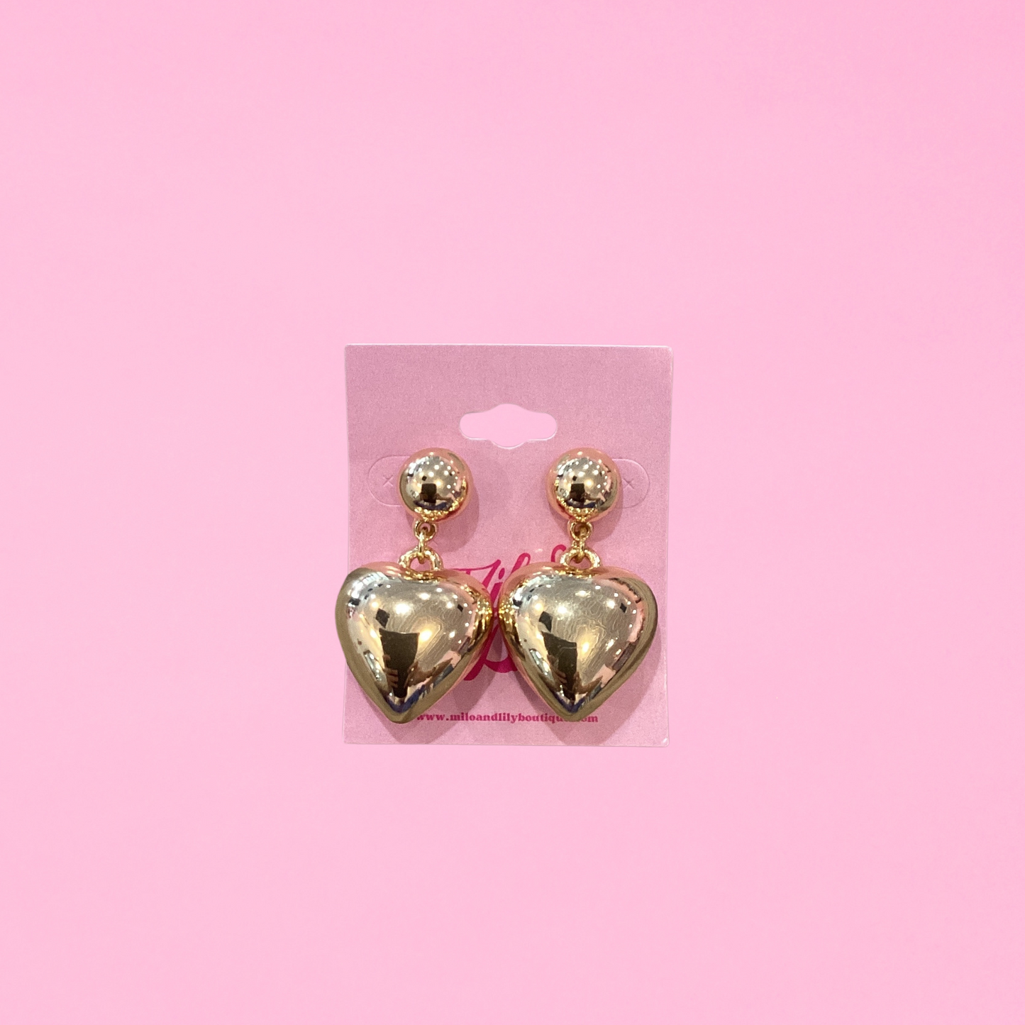14K Dipped Gold Heart Drop Earrings