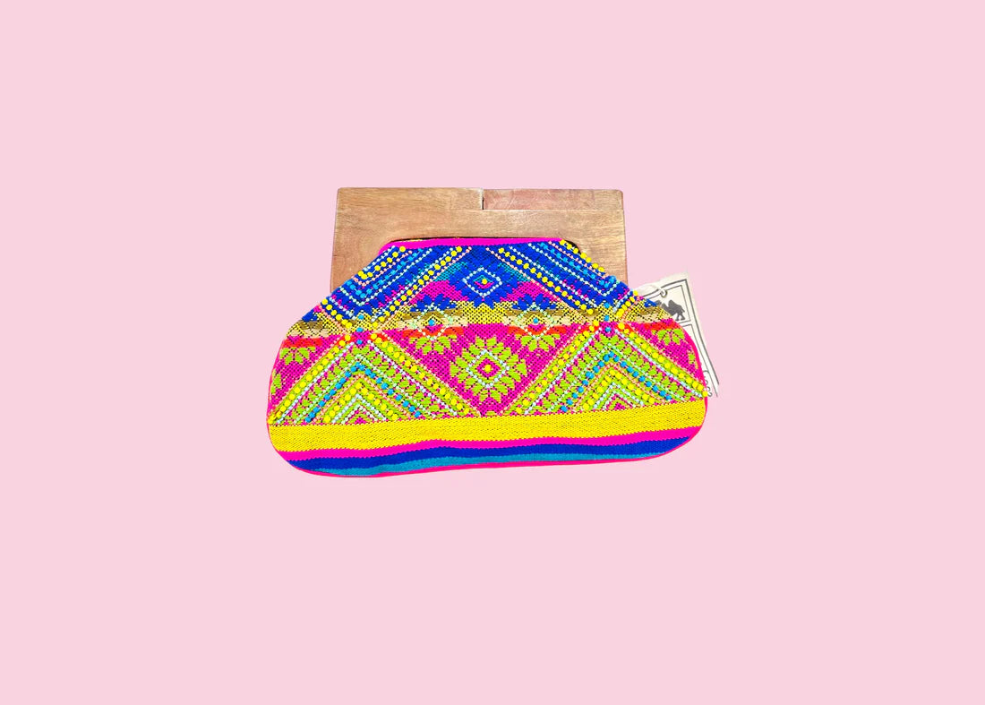Fiesta Wood Handle Clutch Handbag