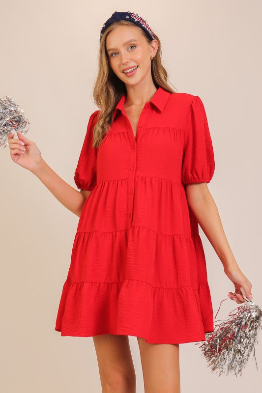 The Sideline Sweetheart Dress (Orange or Red)