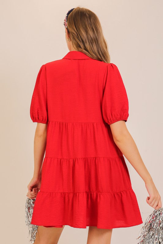 The Sideline Sweetheart Dress (Orange or Red)